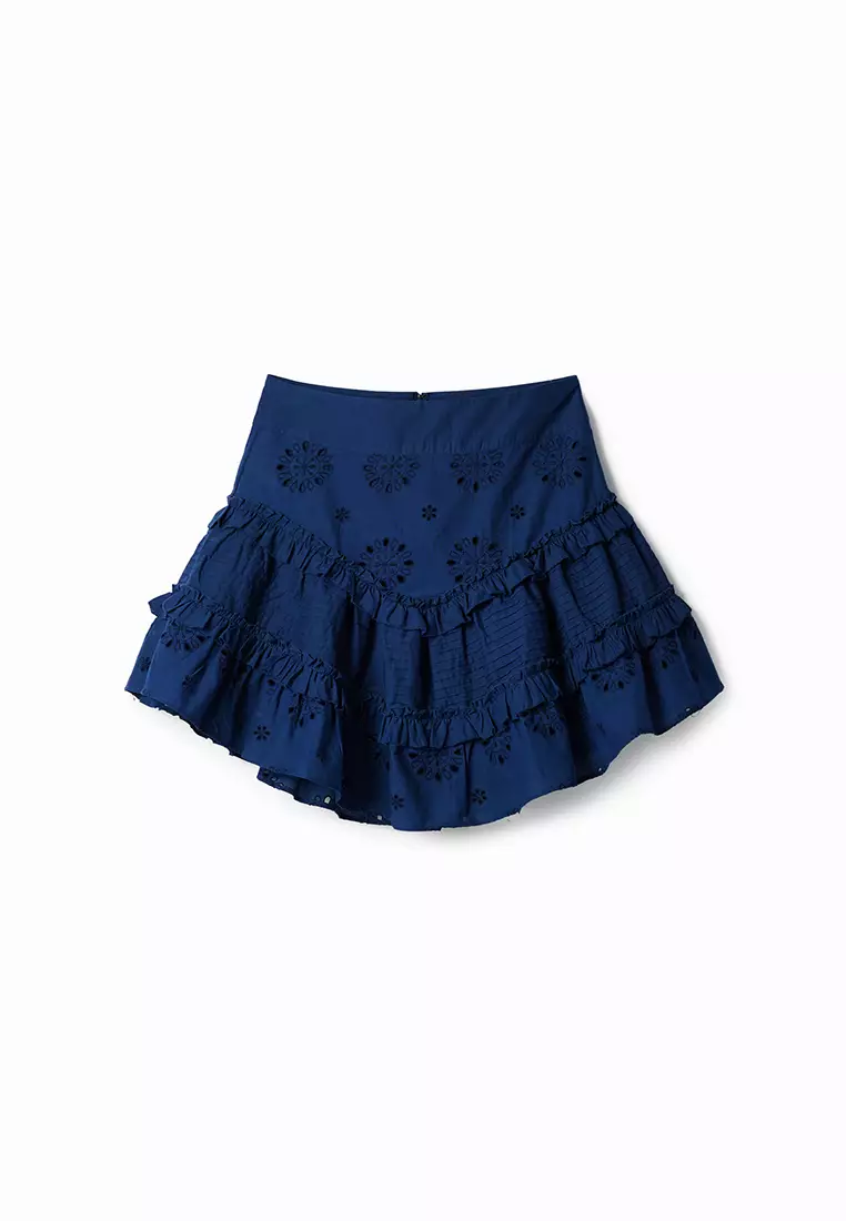 Buy Desigual Desigual Woman Swiss embroidery ruffle miniskirt. 2024 ...