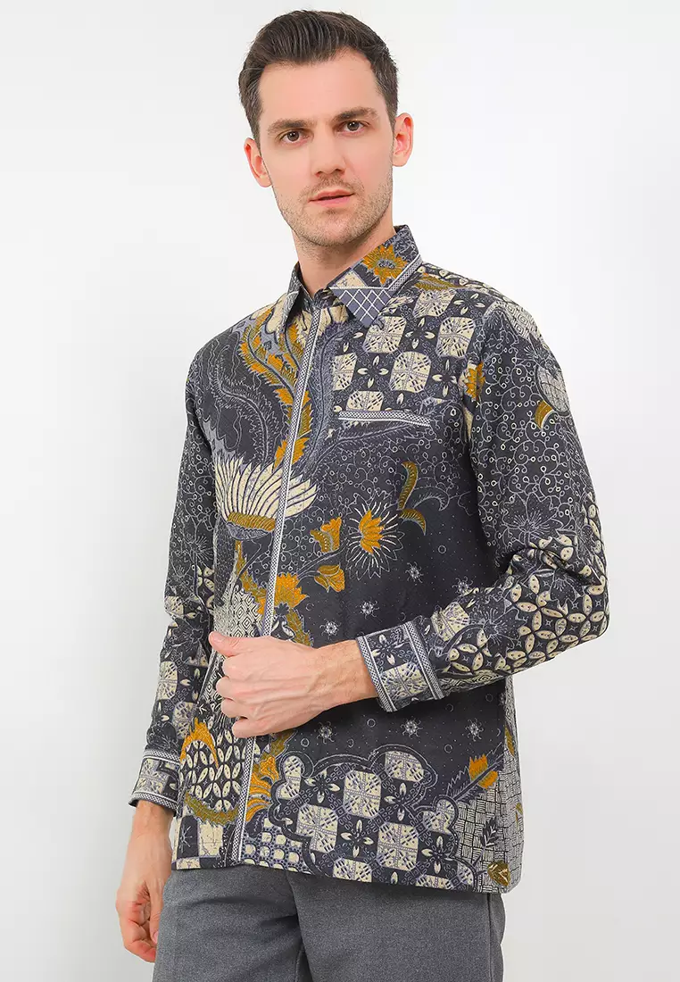 Batik Talenta Exclusive Lengan Panjng Dobby Smock Bagau Abu