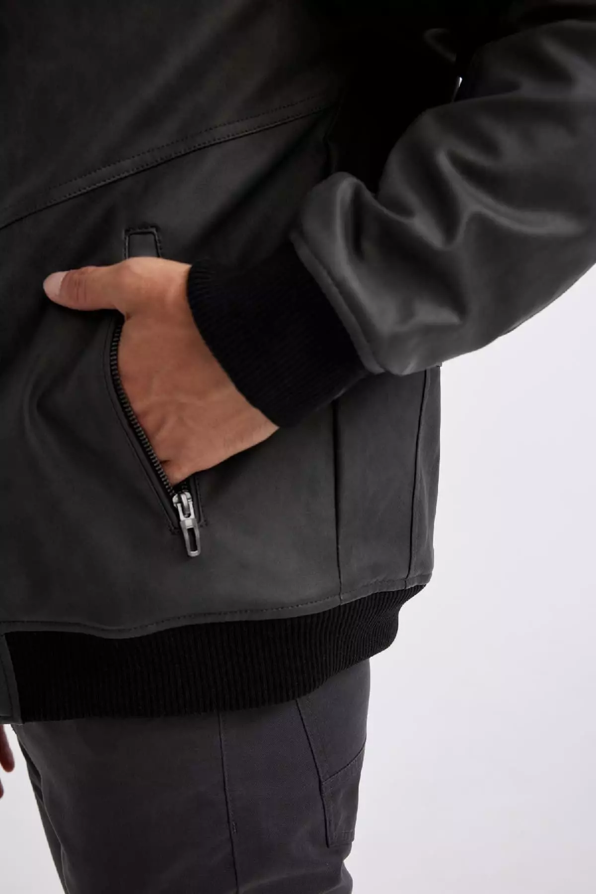 Hooded Faux Leather Jacket