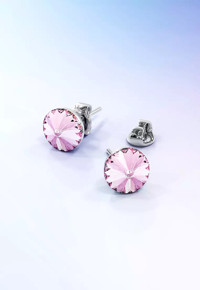 Krystal Dream Earrings Embellished with SWAROVSKI® crystals-White Gold/Rose Pink