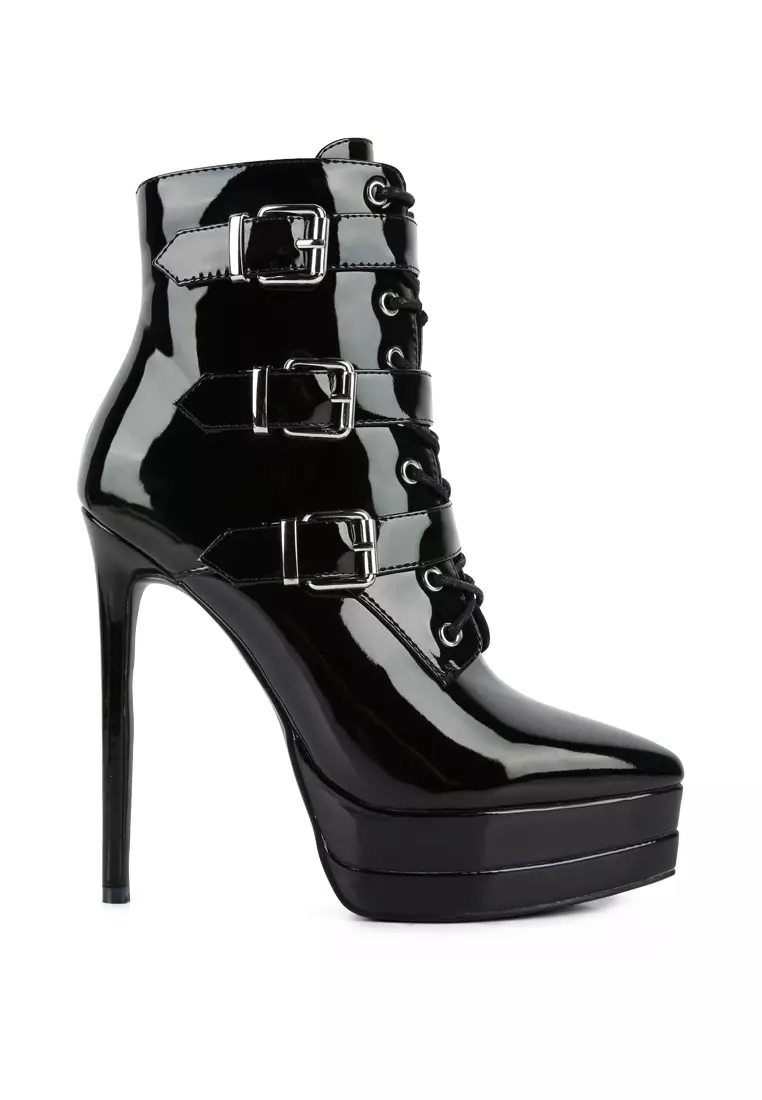 Discount on London Rag  shoes - SKU: Black High Heeled Patent Pu Stiletto Boot