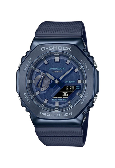 G-SHOCK Casio G-Shock Men's Analog-Digital Watch GM-2100N-2A Metal Covered Blue Resin Band Sports Watch