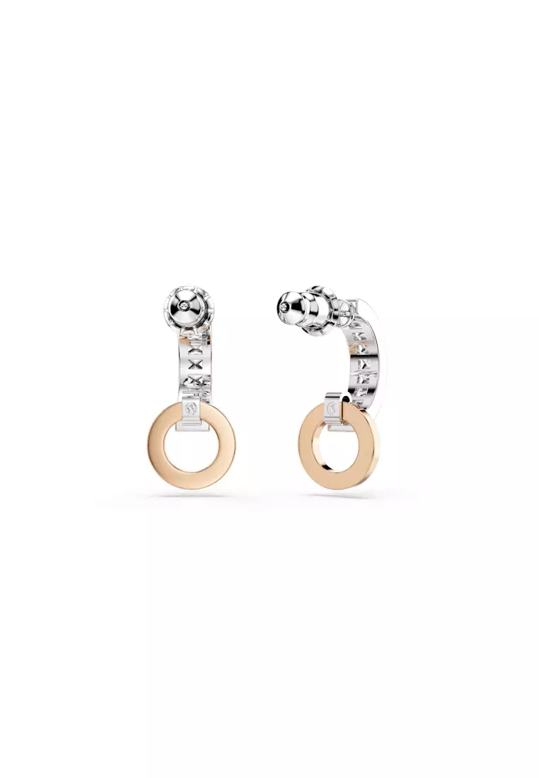 Connexus Drop Earrings, Mixed Cuts, `Love Is Around`, White, Mixed Metal Finish