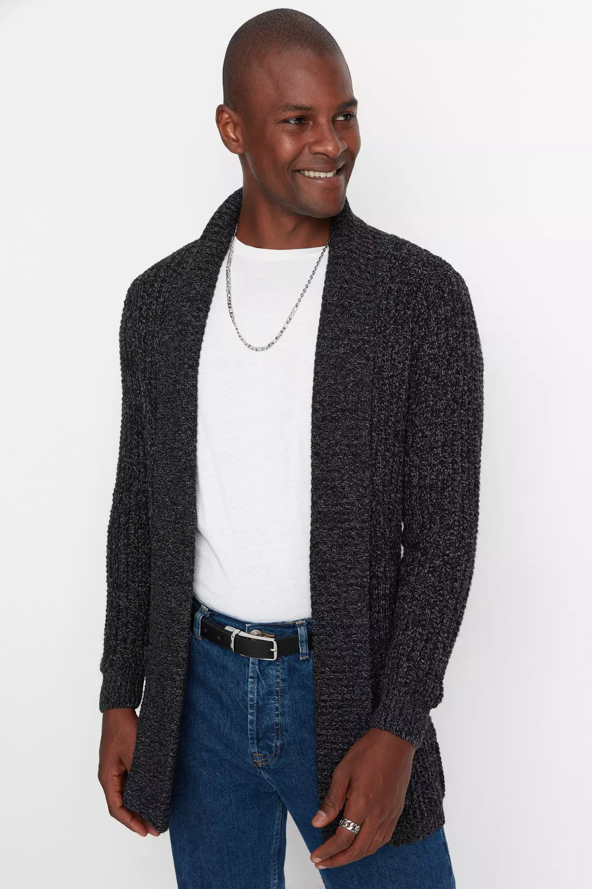 Black long clearance chunky cardigan