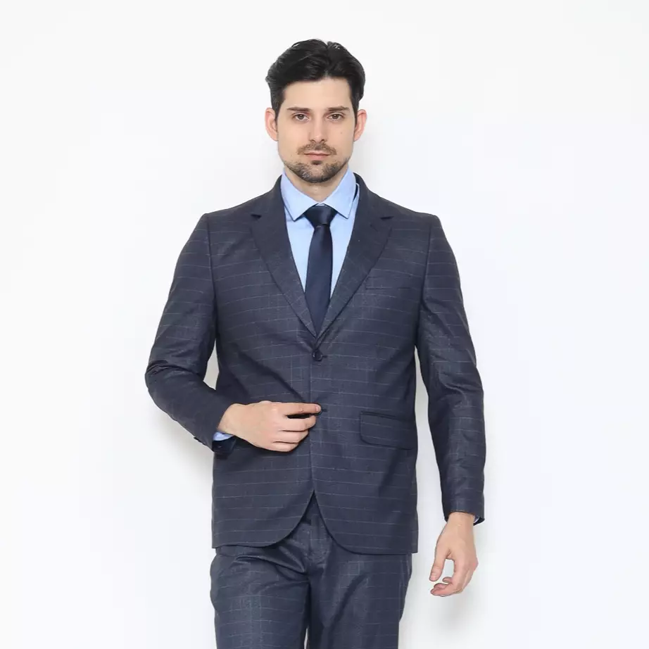 Lawell Jas Pria Formal Navy Motif Windowpane – Jas Kancing Dua | Kenzo