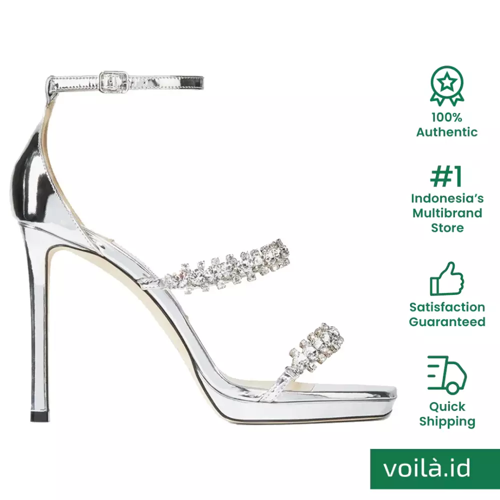 Liquid Metallic Platform Multi Strap Heels