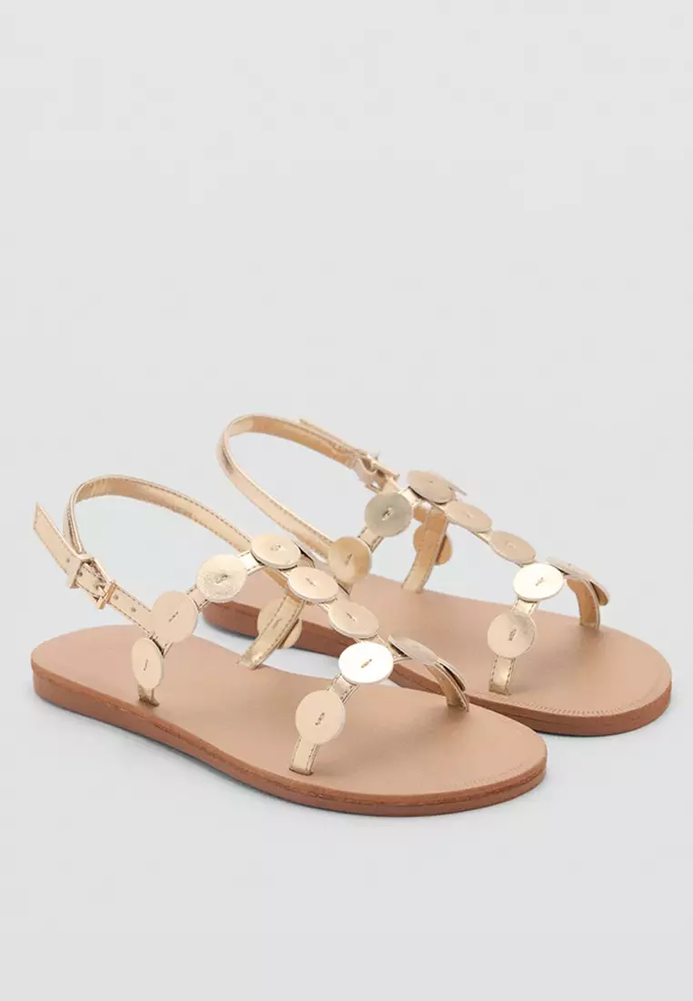 Metallic Sandals With Decorative Coins