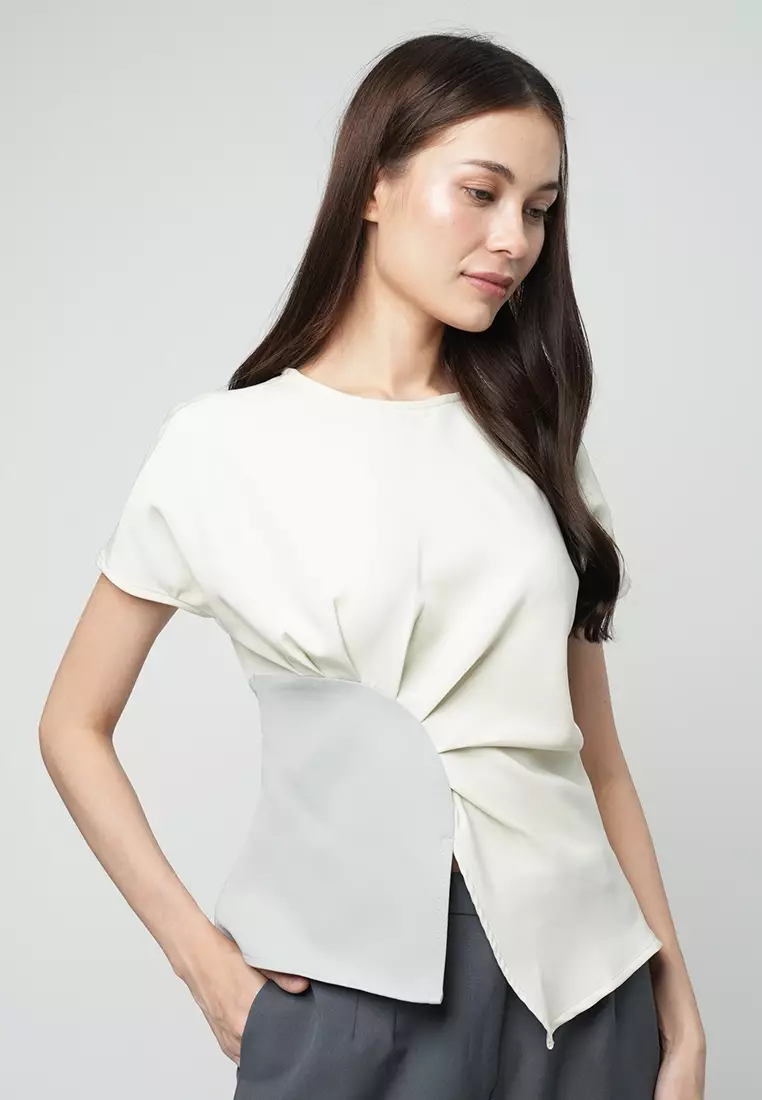 Keziah Tonal Top with Gathered side