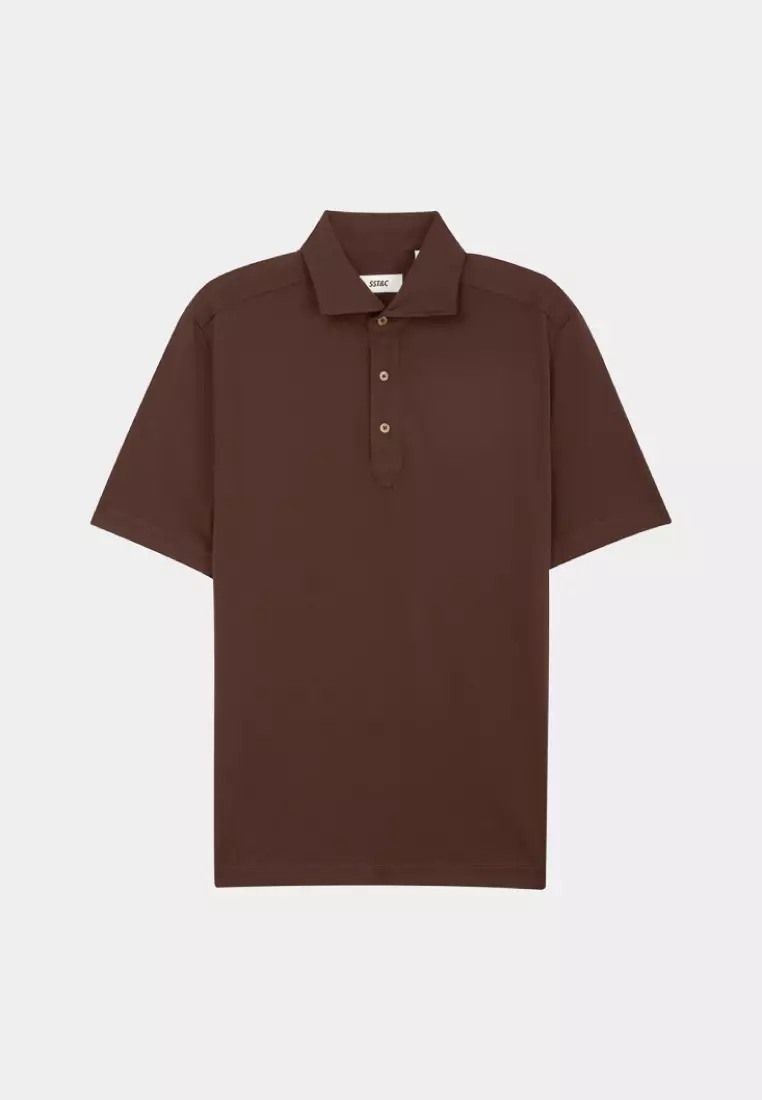 焦糖棕八字領POLO衫