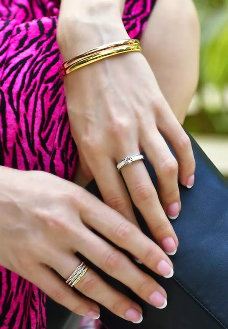 Solid Round Stainless Steel Bangle in Rose Gold
