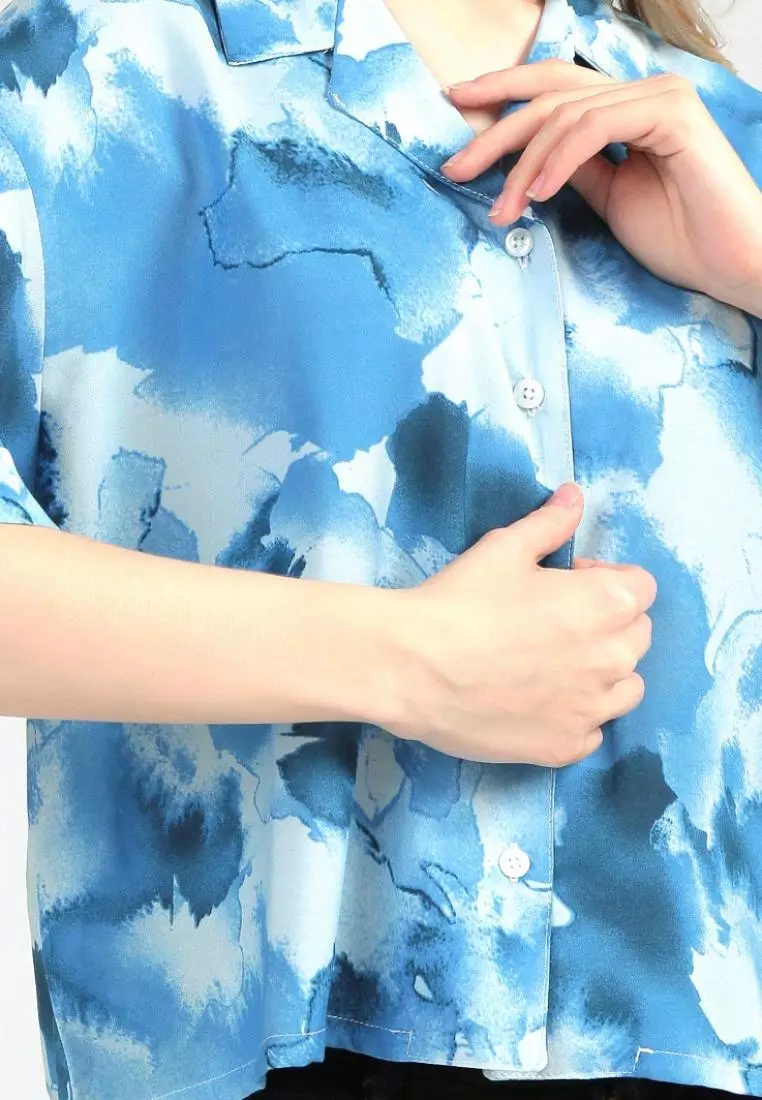 Nade Japan FTA23 LKM Ladies Kemeja Basic Tie Dye Biru