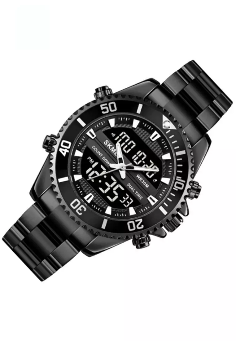 Jam Tangan Pria Analog Digital Waterproof Many Function Strap Tali Material Stainless Steel GN02 ORIGINAL