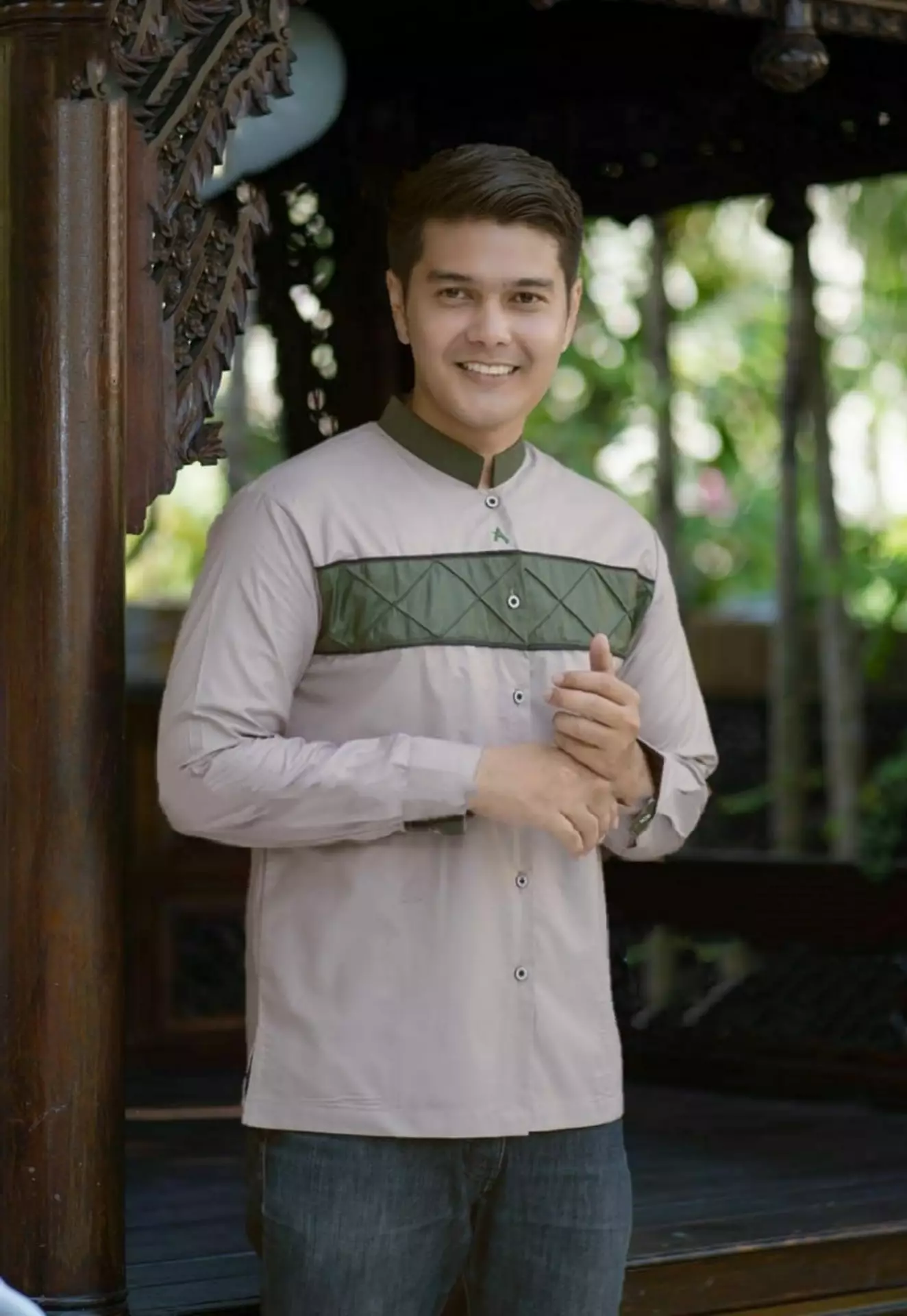 Haidar Coklat Koko Kombinasi Batik Exclusive Pria Casual Modern Lengan Panjang S.3