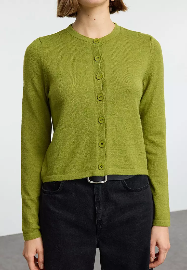 Green Wool Knitted Cardigan Twoaw25Hi00049