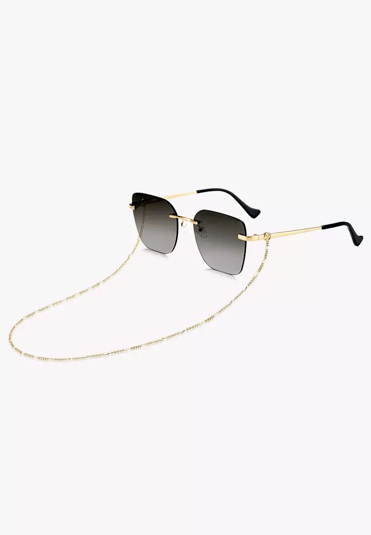 Passang Unisex Fashion Square Frame Sunglasses Frameless Glasses - Black