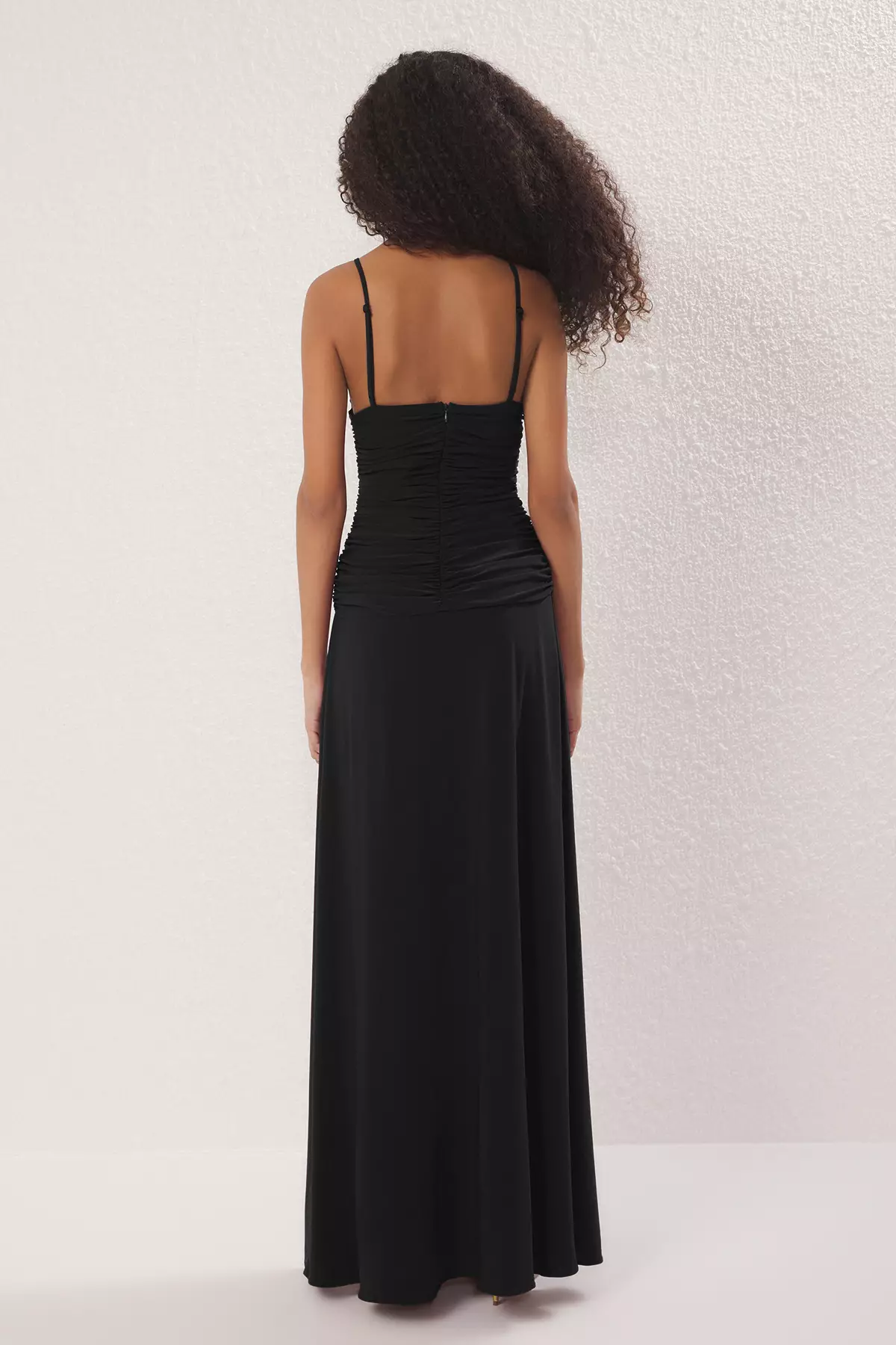 Black Rose Detailed Knitted Maxi Elegant Evening Night Graduation Dress
