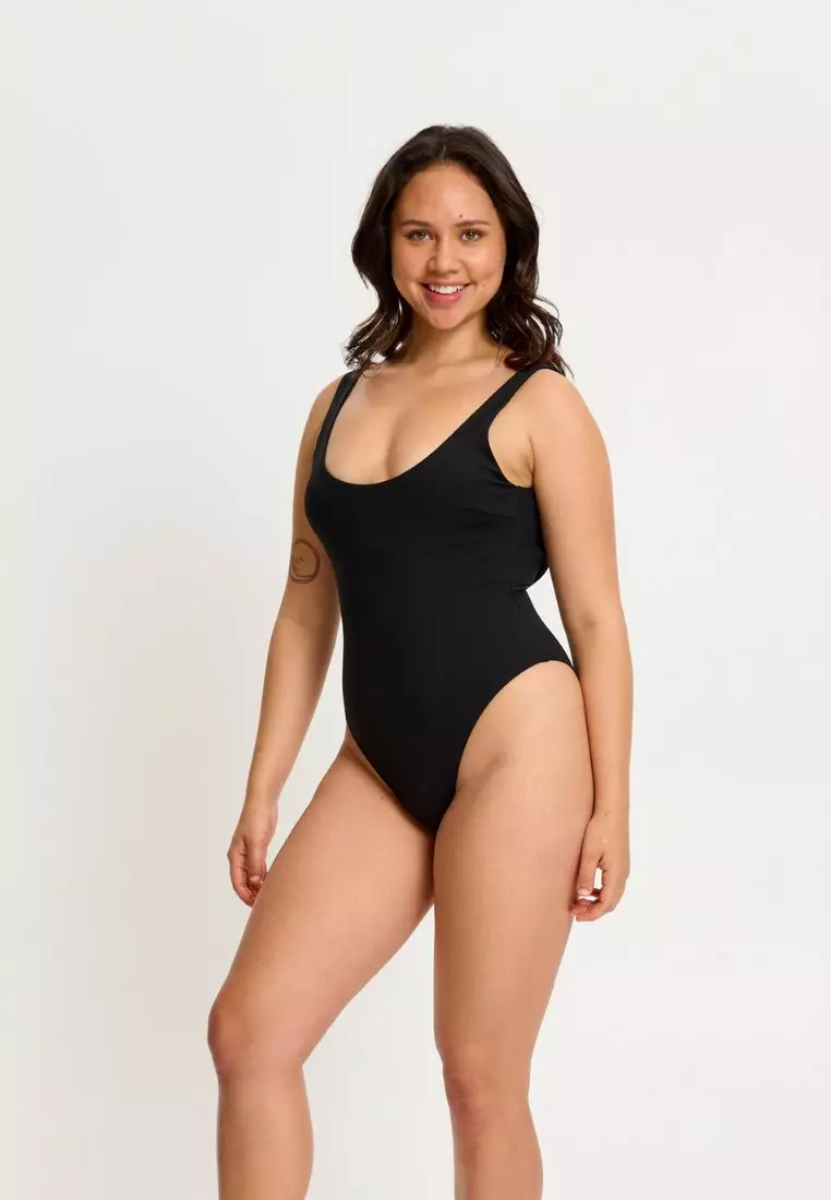 Modibodi Period Swimwear Scoop Neck One-Piece Light Absorbency Black