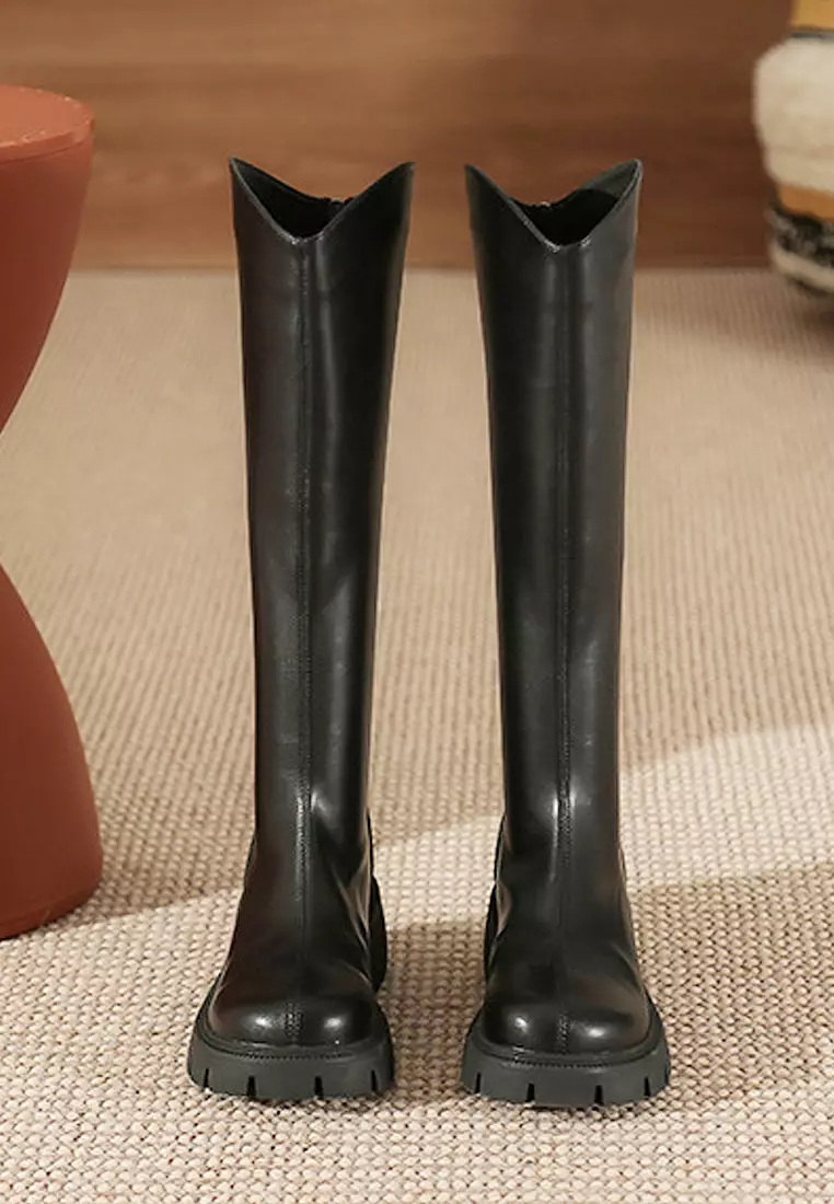 VANSA Simple Round Toe Platform High Boots VSW-B686106