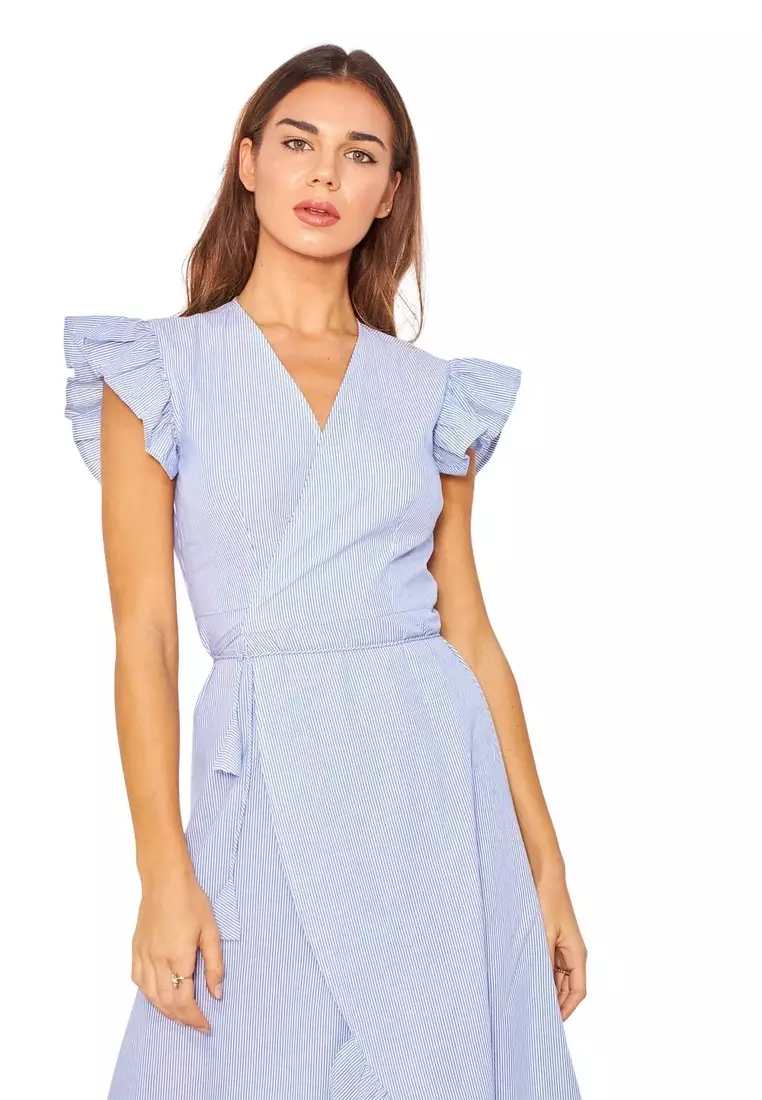 Red gingham wrap dress shop