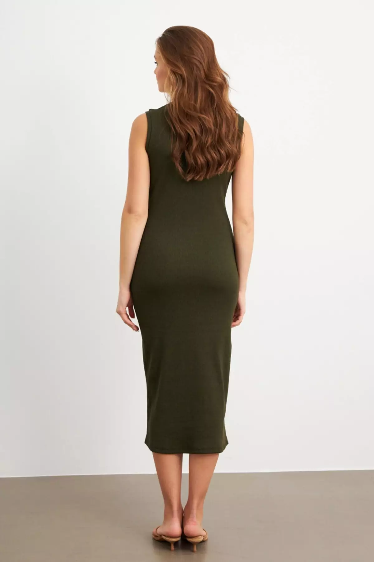 Button Detailed Midi Dress