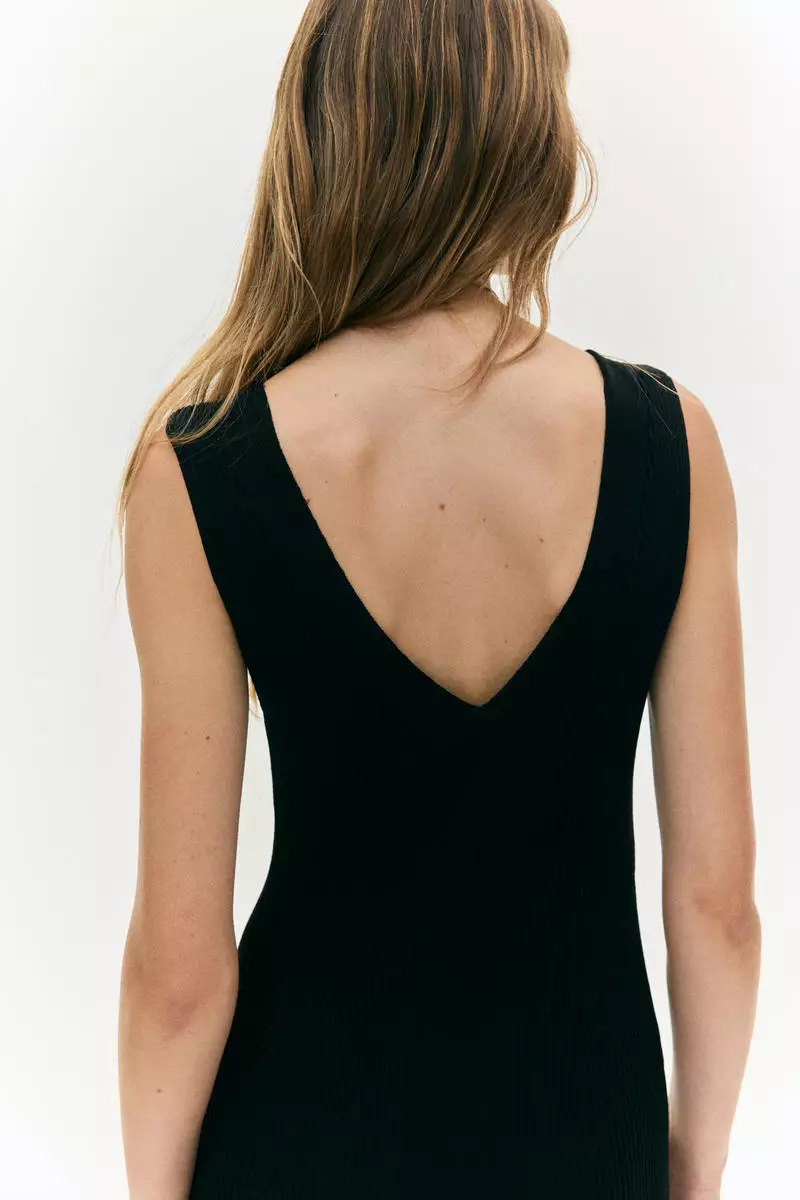 Flared rib-knit dress