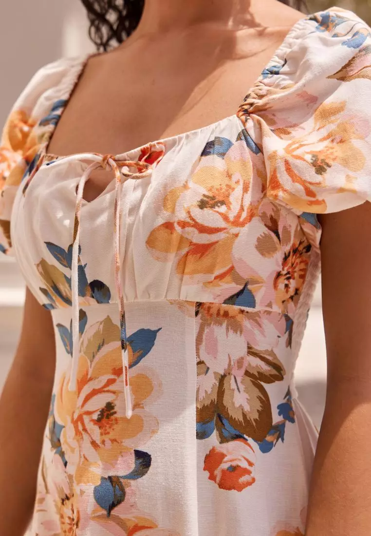 Buy NEXT Puff Sleeve Midi Dress 2025 Online | ZALORA