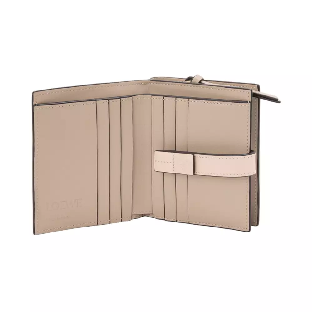 Compact Zip Wallet Soft Grained Calfskin Taupe/Talc