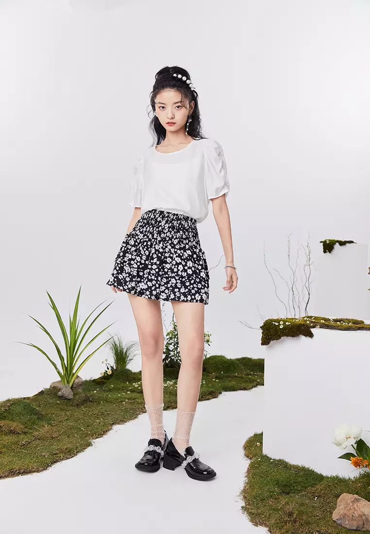 Floral Tiered Mini Skirt