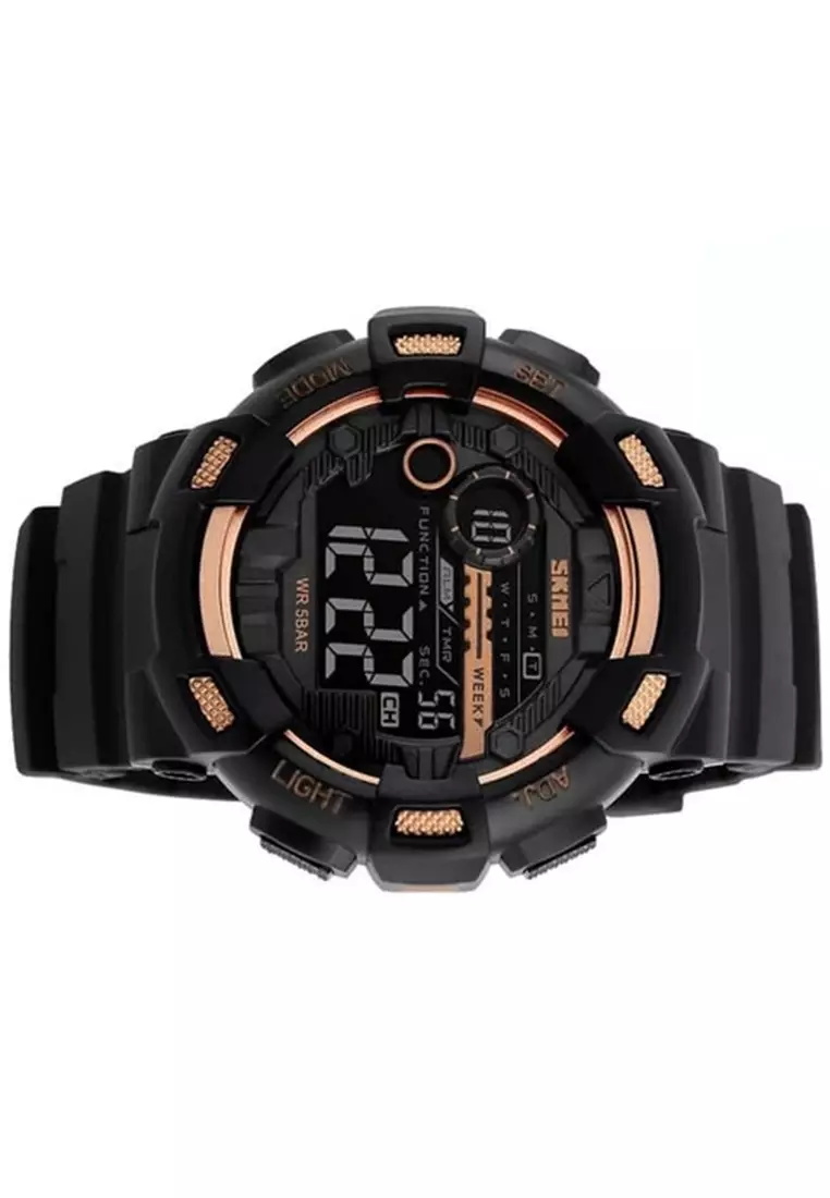 Jam Tangan Casual Digital Pria Waterproof Many Function Strap Tali Material PU GF43 ORIGINAL