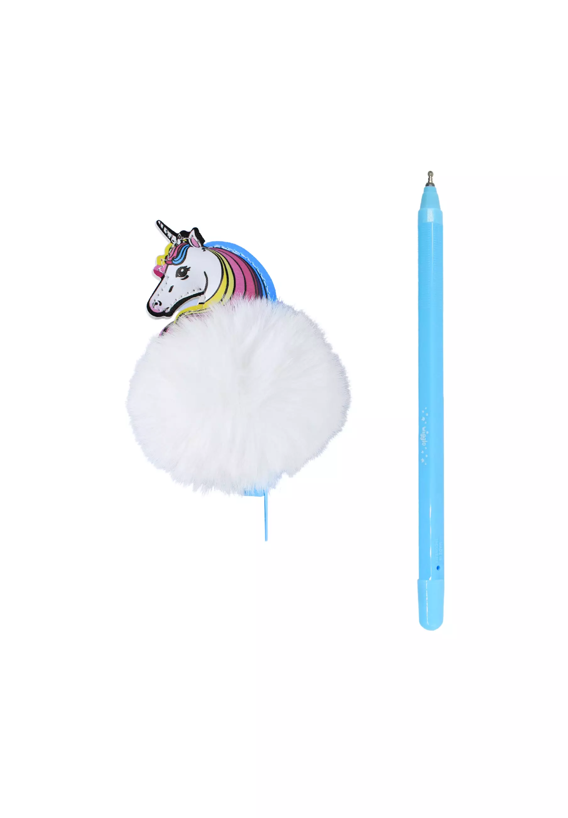 Party Unicorn Topper Pom-Pom Pen White Blue