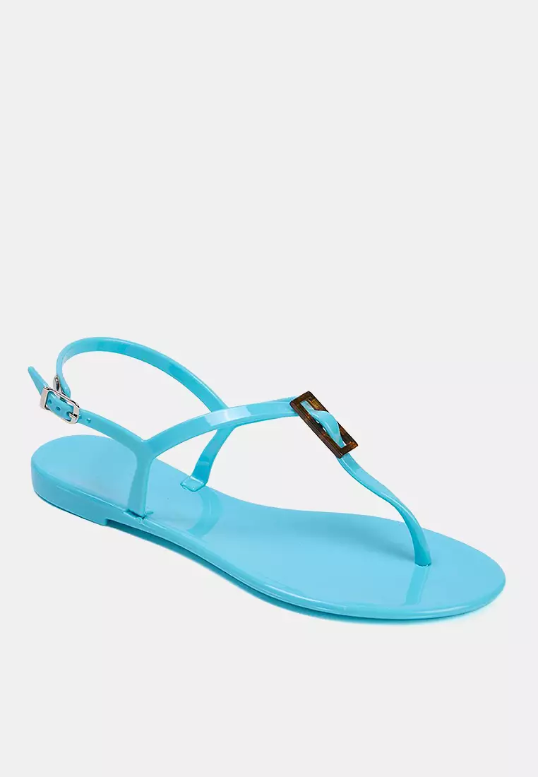 Baby Blue Jelly Flip Flops Women's Sandals Takss25Sd00065