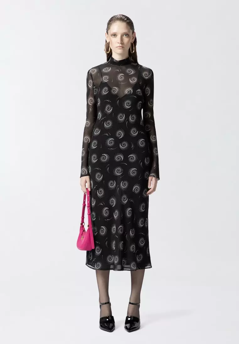Swirl print georgette midi dress