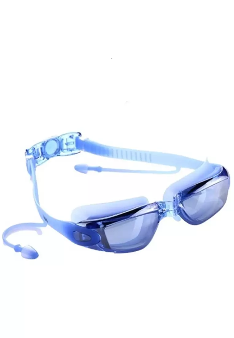 Qanic Kacamata Renang Dengan Penutup Telinga Perfect Design Material Polycarbonate ORIGINAL - Blue