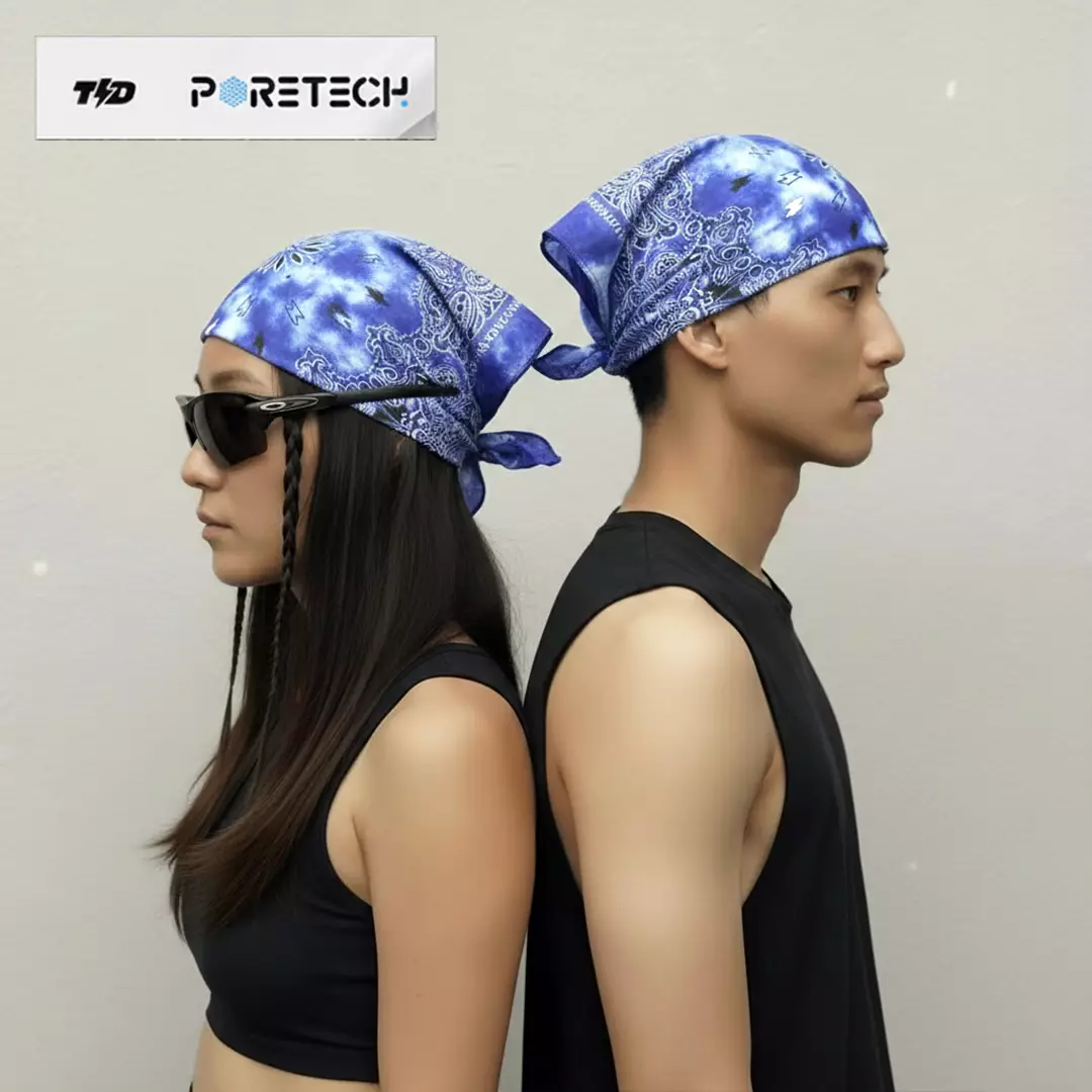 TDACTIVE Bandana Kalcer Lari Biru Putih Tie Dye PORETECH 52cm x 52cm ABA29