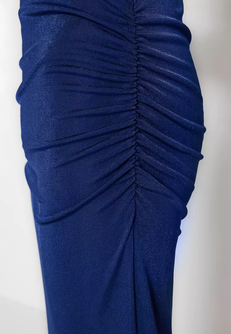 Glossy Finish and Soft Textured Drape Maxi Knitted Skirt