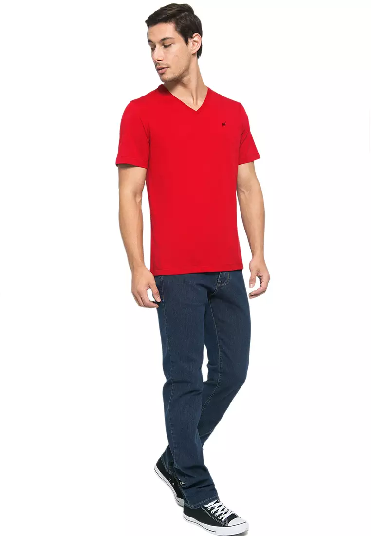 Johnwin - Kaos Pria - Kaos Polos Warna - Kaos Supima 30's - V Neck