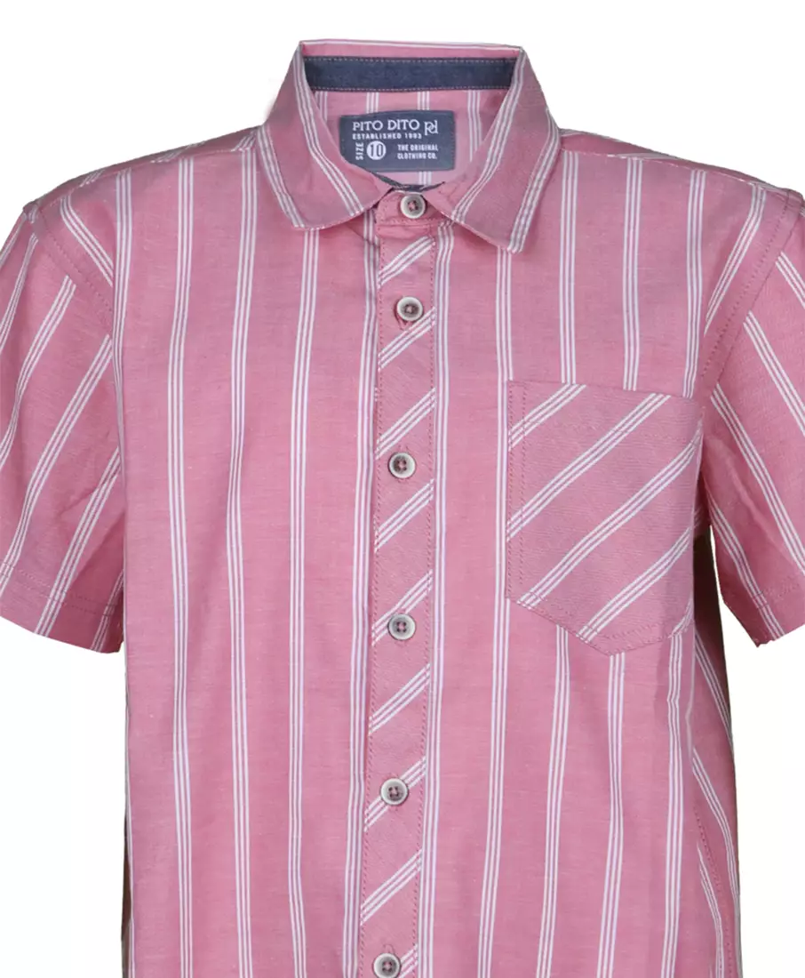 Pito Dito Boy Brenton Kemeja Pendek Anak Pink - Size 4