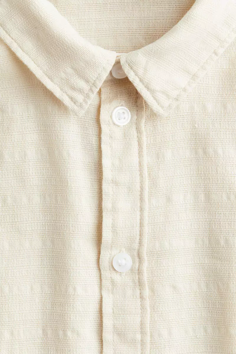 Jacquard-weave linen-blend shirt