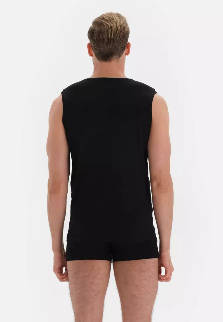 Black Basic Undershirt, V-Neck, Slim Fit, Sleeveless Underwear for Men