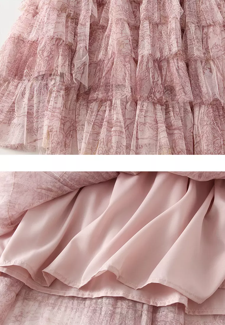 Tie-dyed Mesh Tiered Skirt‌ AF-0327