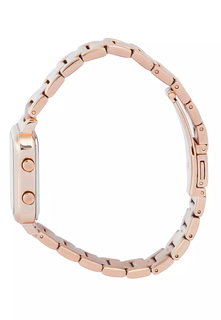 Alexandre Christie DiGi - Jam Tangan Digital Wanita - Rosegold Pink - All Stainless Steel - 9401LHBRGPN