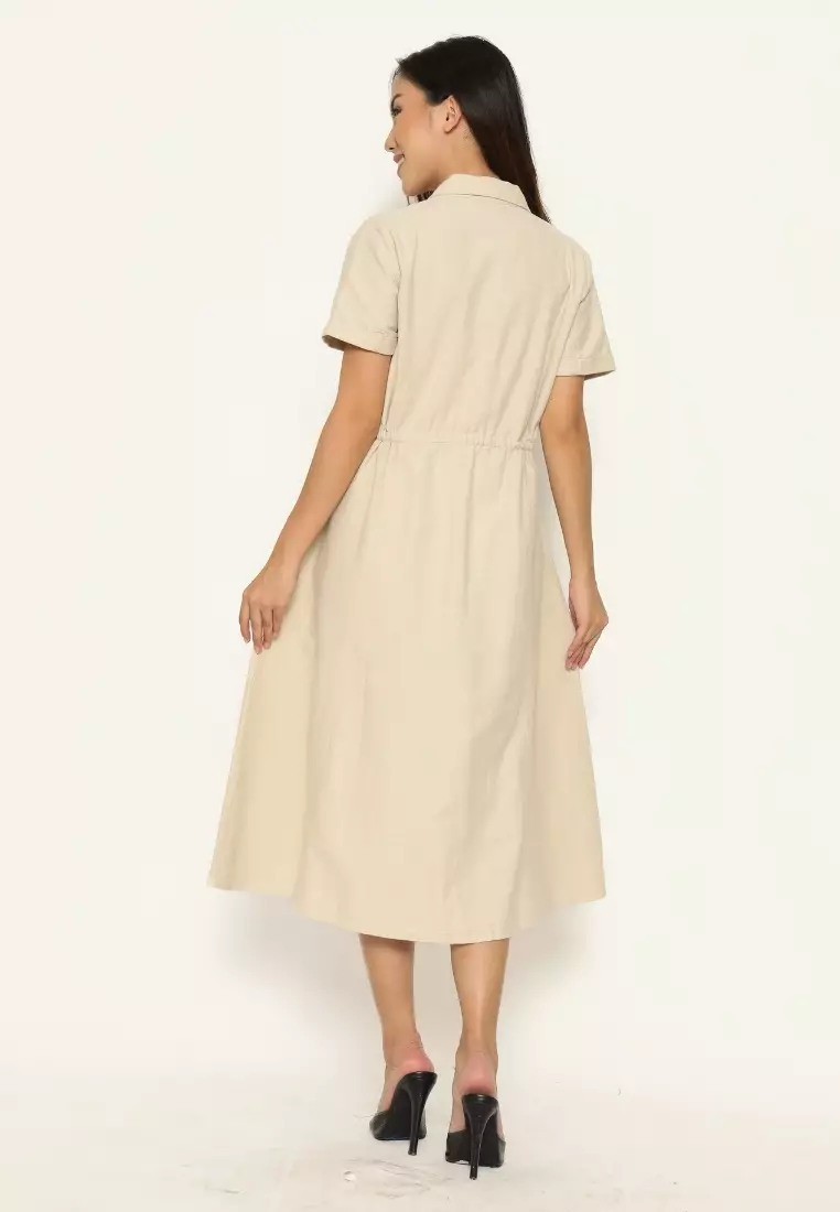 Urban Exchange Diana Dress Cream - Midi Dress Cream