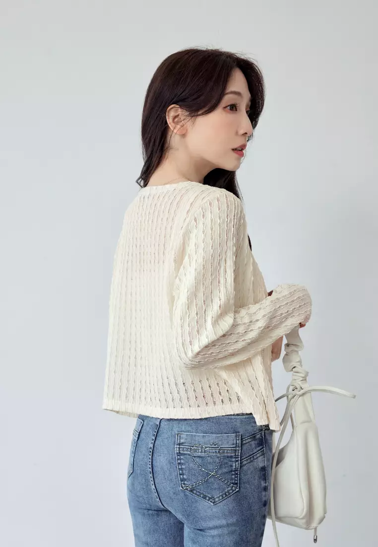 多色微透膚立體肌理外罩上衣《EA3965》