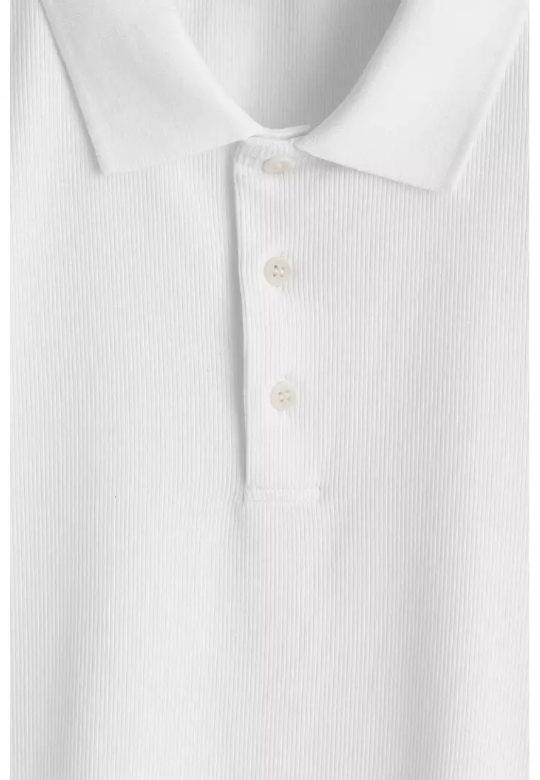 SLIM RIBBED COTTON POLO SHIRT