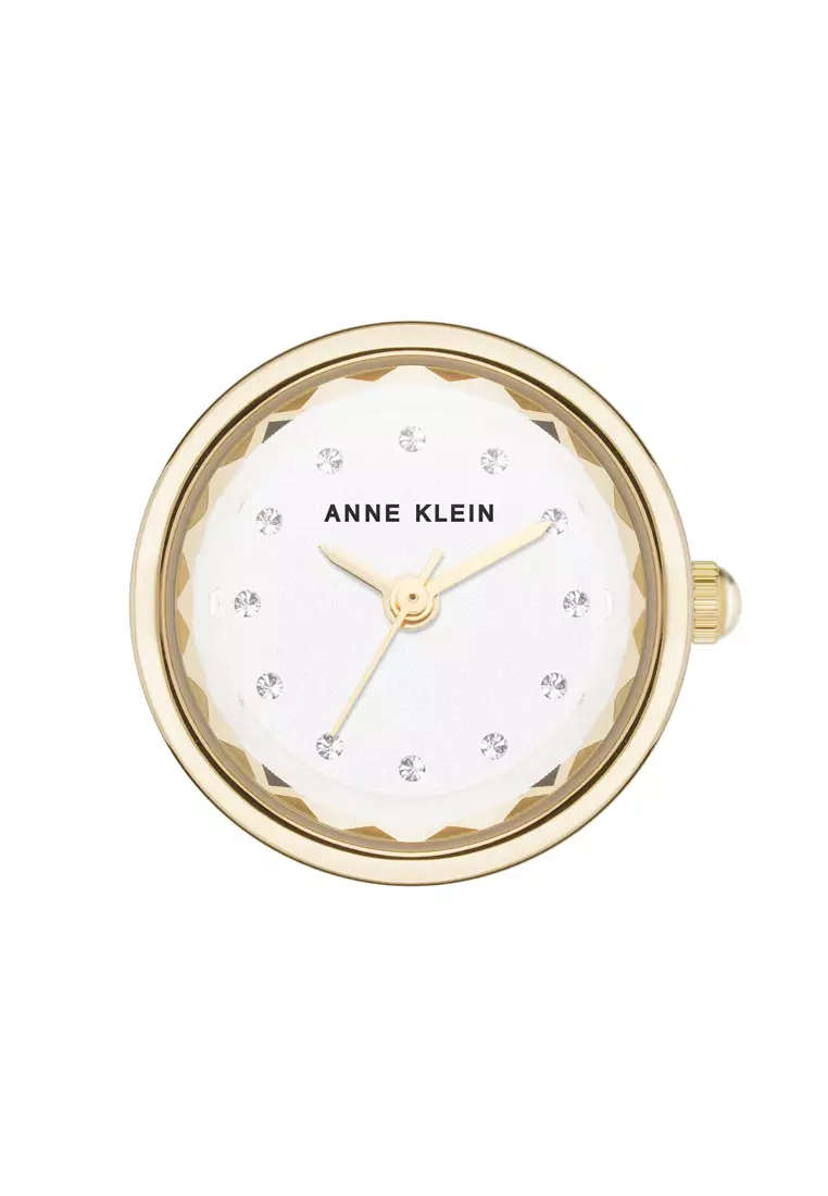 Anne Klein Silver Faceted Crystal Ring Watch