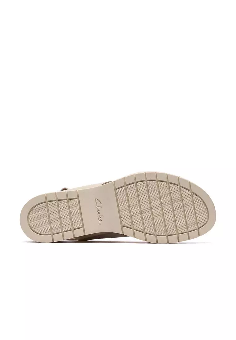 Womens Diaz Cross Heeled Wedge Sandals - Cream Leather