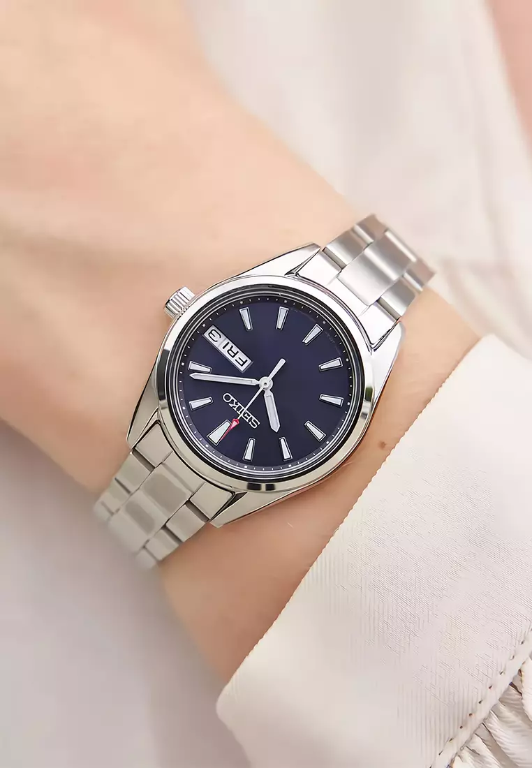 Seiko Quartz Neo Classic Discover More Blue Dial Silver Stainless Steel Women’s Watch - SUR353P1