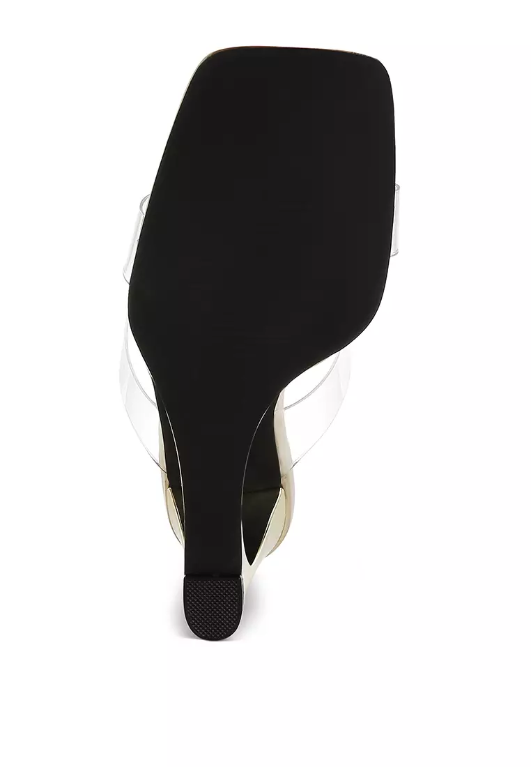 Fantasy Wedge Heel Clear Sandals in Gold