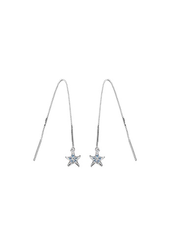 ZITIQUE silver Women's Starfish Threader Earrings - Silver 449A3ACABF1388GS_1