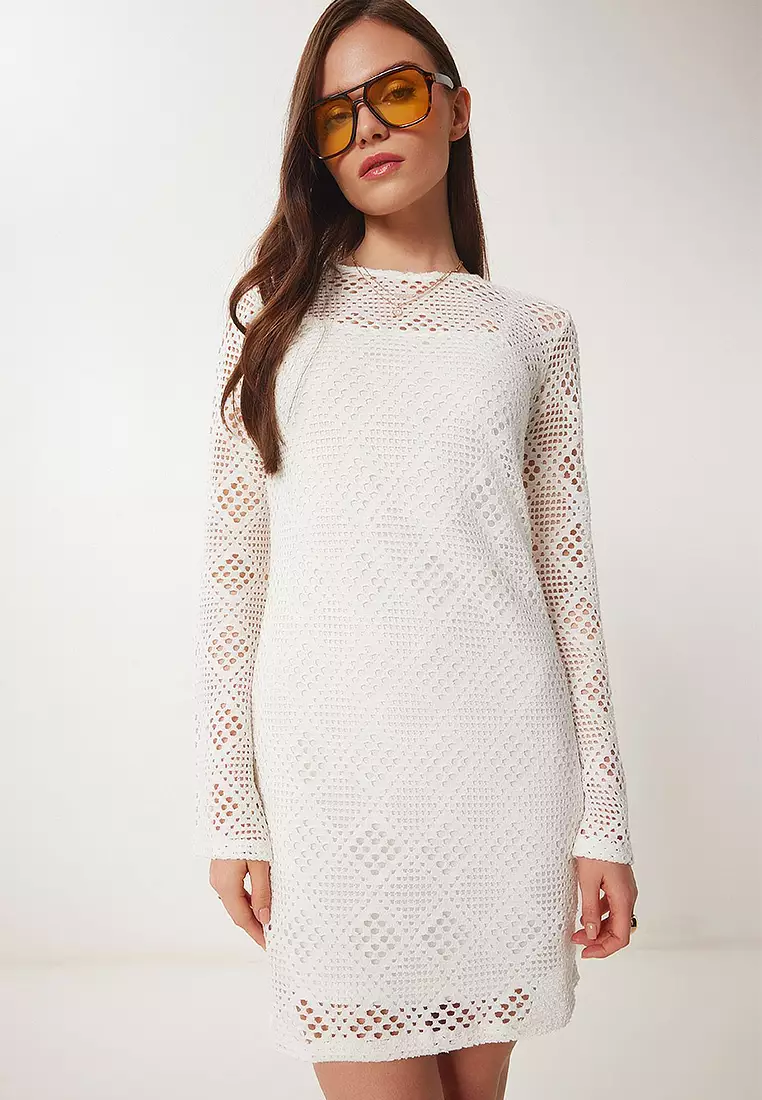 Buy Happiness Istanbul Openwork Lined Summer Mini Knit Dress 2025